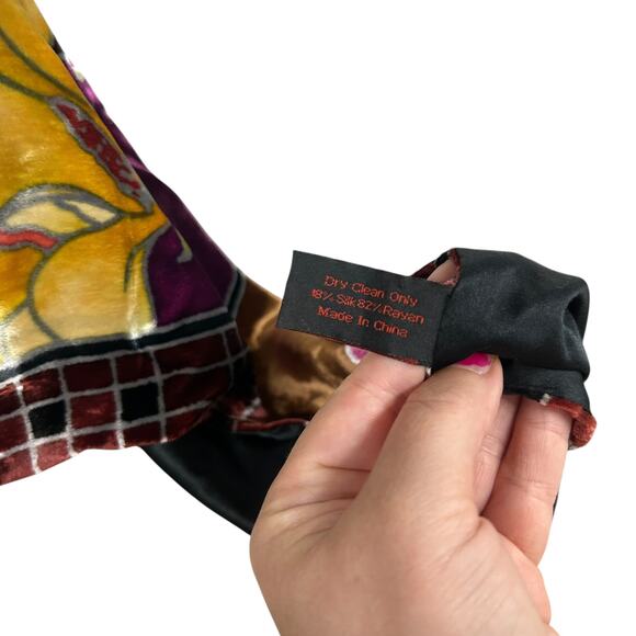 Artistic Boho Floral Velvet Scarf REDfish Designs Silk Rayon Wrap - Picture 6 of 6